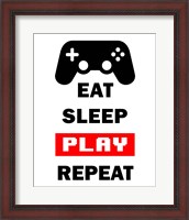 Framed Eat Sleep Game Repeat  - White and Red