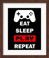 Framed Eat Sleep Game Repeat  - Black and Red