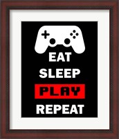 Framed Eat Sleep Game Repeat  - Black and Red