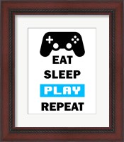 Framed Eat Sleep Game Repeat  - White and Blue