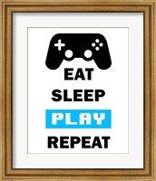 Framed Eat Sleep Game Repeat  - White and Blue