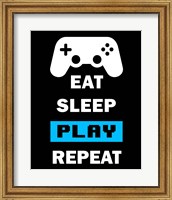 Framed Eat Sleep Game Repeat  - Black and Blue