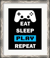 Framed Eat Sleep Game Repeat  - Black and Blue