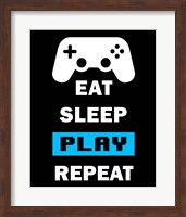 Framed Eat Sleep Game Repeat  - Black and Blue