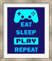 Framed Eat Sleep Game Repeat  - Blue