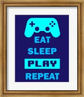 Framed Eat Sleep Game Repeat  - Blue