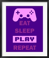 Framed Eat Sleep Game Repeat  - Purple