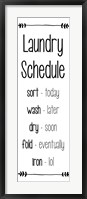 Framed Laundry Schedule  - White