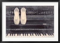 Framed Ballet Shoes And Piano Old Photo Style Dust and Scratches