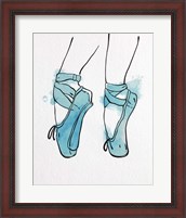 Framed Ballet Shoes En Pointe Blue Watercolor Part I