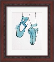 Framed Ballet Shoes En Pointe Blue Watercolor Part II