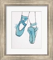 Framed Ballet Shoes En Pointe Blue Watercolor Part II