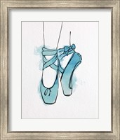 Framed Ballet Shoes En Pointe Blue Watercolor Part III