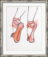 Framed Ballet Shoes En Pointe Orange Watercolor Part I