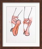 Framed Ballet Shoes En Pointe Orange Watercolor Part I