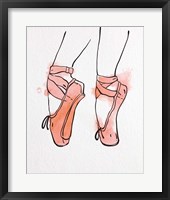 Ballet Shoes En Pointe Orange Watercolor Part I Framed Print