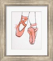 Framed Ballet Shoes En Pointe Orange Watercolor Part II
