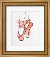 Framed Ballet Shoes En Pointe Orange Watercolor Part III
