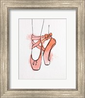 Framed Ballet Shoes En Pointe Orange Watercolor Part III