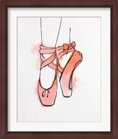 Framed Ballet Shoes En Pointe Orange Watercolor Part III