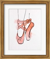 Framed Ballet Shoes En Pointe Orange Watercolor Part III