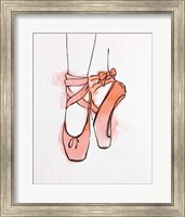 Framed Ballet Shoes En Pointe Orange Watercolor Part III