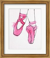 Framed Ballet Shoes En Pointe Pink Watercolor Part II