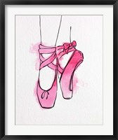 Framed Ballet Shoes En Pointe Pink Watercolor Part III