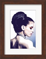 Framed Vintage Fashion Woman With Necklace Blue