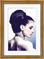 Framed Vintage Fashion Woman With Necklace Blue