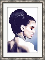 Framed Vintage Fashion Woman With Necklace Blue