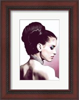 Framed Vintage Fashion Woman With Necklace Pink
