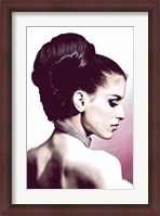 Framed Vintage Fashion Woman With Necklace Pink