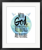 Framed With God All Things Are Possible - Watercolor Earth White