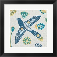 Framed Nordic Woodcut Bird IFII