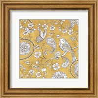 Framed Color my World Bird Paisley I Gold