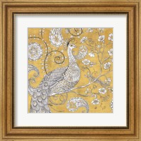 Framed Color my World Ornate Peacock I Gold