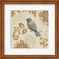 Framed 'Bird Rainbow Blue and Yellow' border=