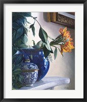 Framed Vaso Blu e Fiore Arancione