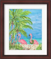 Framed Flamingo Christmas II