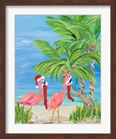 Framed Flamingo Christmas I