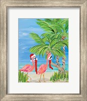 Framed Flamingo Christmas I