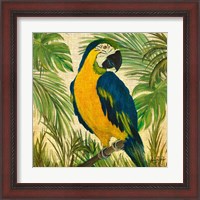 Framed 'Island Birds Square on Burlap II' border=