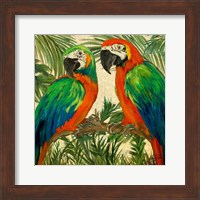 Framed Island Birds Square on Burlap I