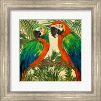 Framed Island Birds Square on Burlap I