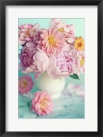 Framed Peonies On Teal