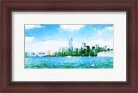 Framed Watercolor NYC Skyline I