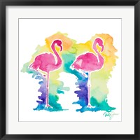 Sunset Flamingo Square I Framed Print
