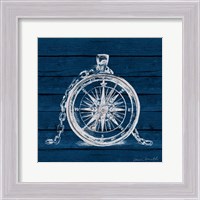 Framed Compass on Blue Wood