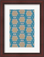 Framed Tan & Blue Floral Pattern I
